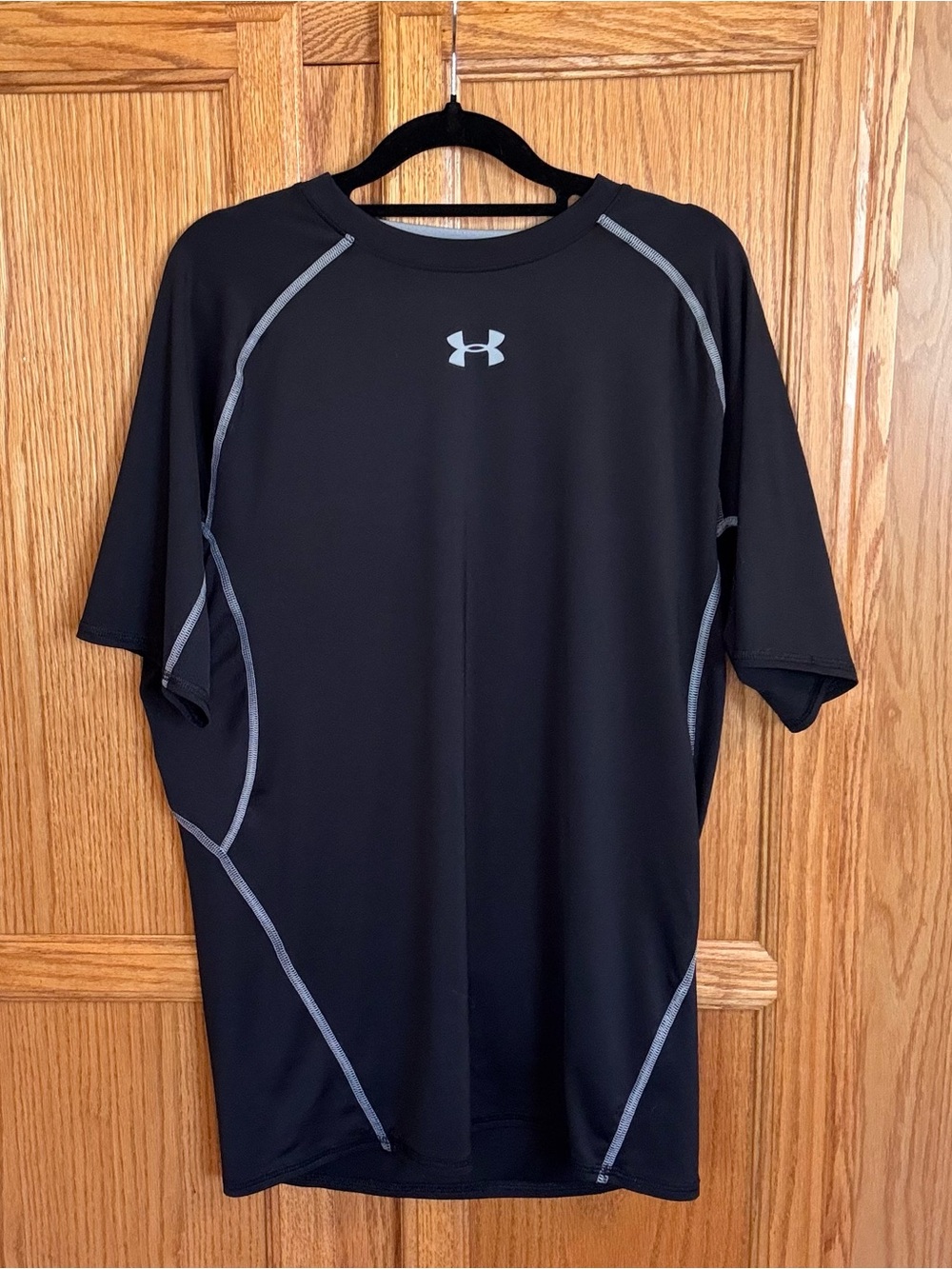 Under Armour HeatGear Compression Shirt Black Gray Short Sleeve XXL